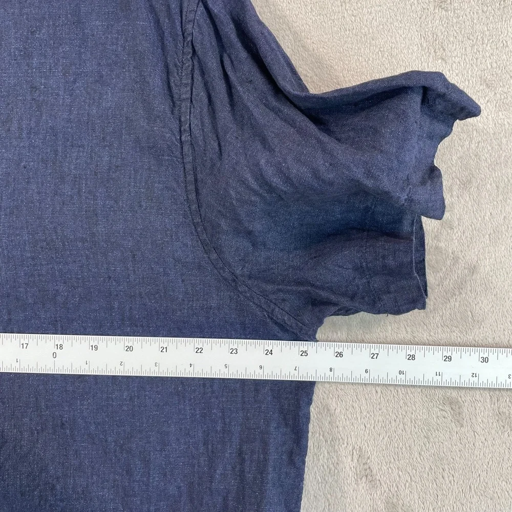 Banana Republic Slim Fit Shirt Men 2XL Blue 100% Linen‎ Short Sleeve Vacation